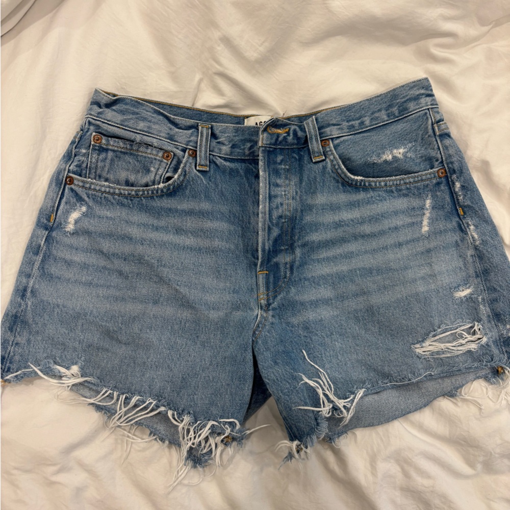 Distressed Blue Denim Cutoff Shorts